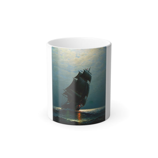 James Gale Tyler (1855-1931) Ship in the Night - Oil on Canvas - Color Changing Mug 11oz-11oz-Go Mug Yourself