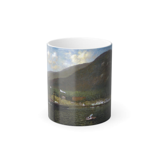 James Gale Tyler (1855-1931) Tug AC Cheney Towing Barges Past Bear Mountain - Color Changing Mug 11oz-11oz-Go Mug Yourself
