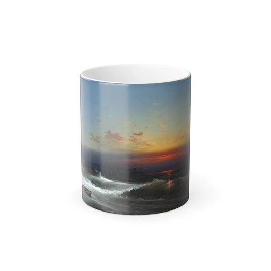 James Hamilton (1819-1878) Evening on the Seashore (Sunset Breakers Philadelphia Harbor) - Oil on Canva-0 - Color Changing Mug 11oz 11oz - Go Mug Yourself