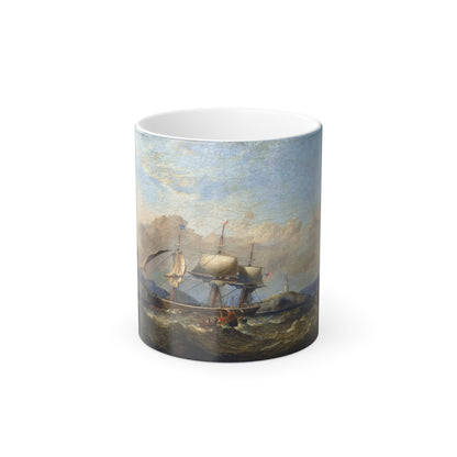 James Harris of Swansea (1810-1887) Off the Mumbles - Oil on Canvas - Color Changing Mug 11oz-11oz-Go Mug Yourself