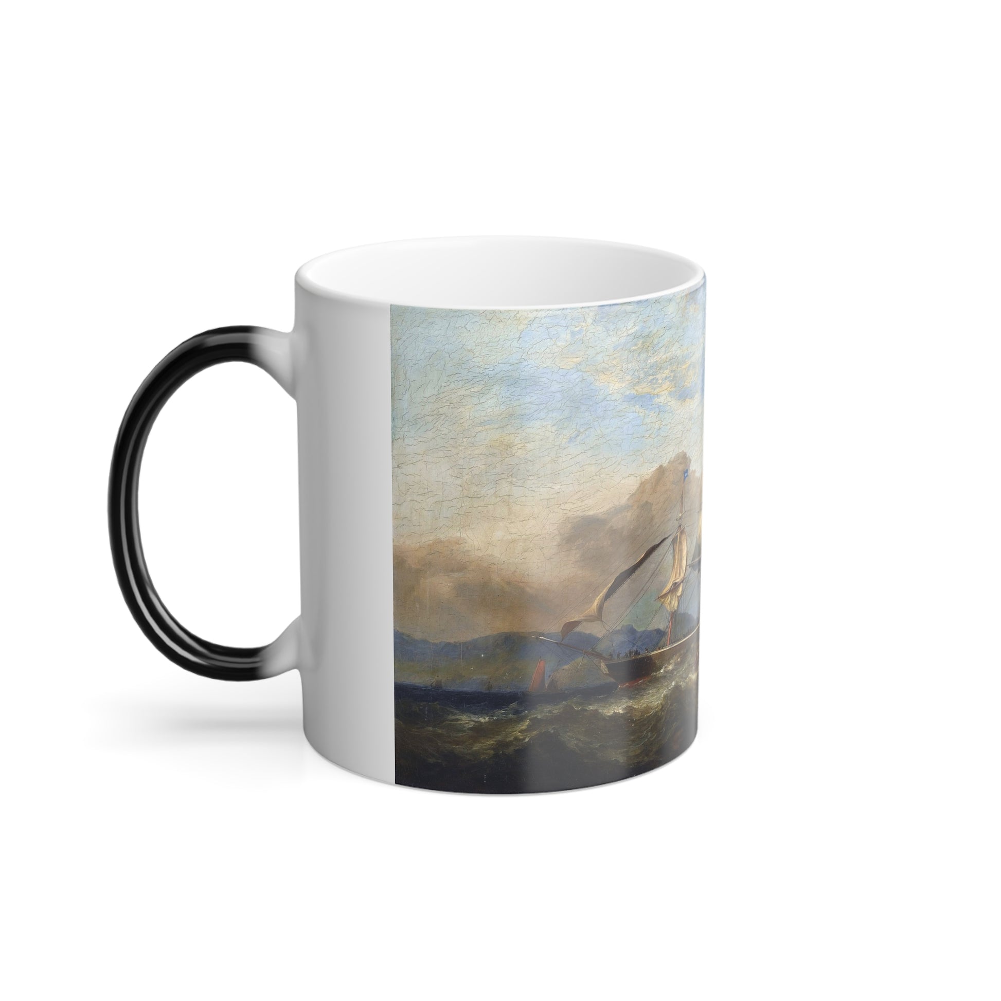 James Harris of Swansea (1810-1887) Off the Mumbles - Oil on Canvas - Color Changing Mug 11oz-Go Mug Yourself