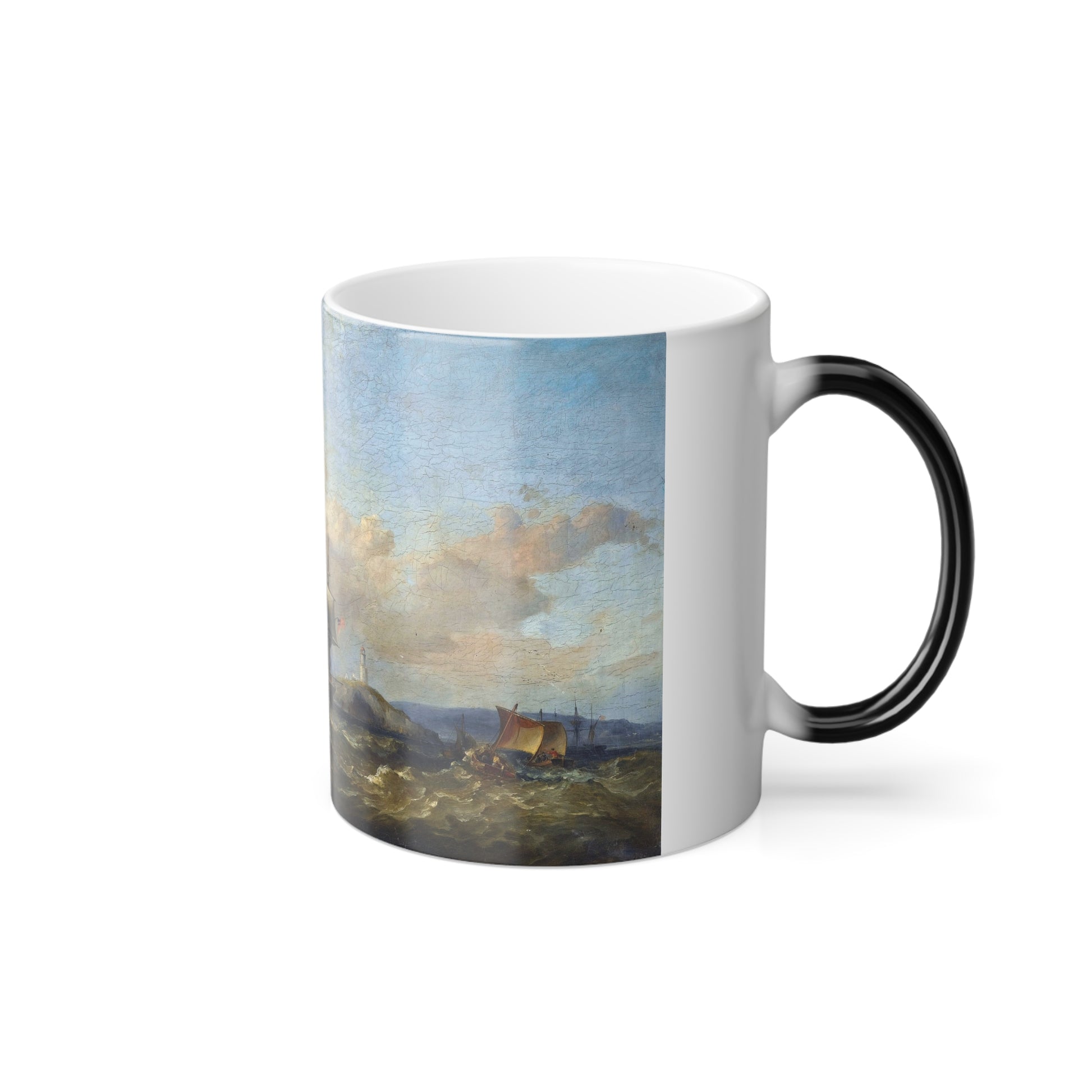 James Harris of Swansea (1810-1887) Off the Mumbles - Oil on Canvas - Color Changing Mug 11oz-Go Mug Yourself