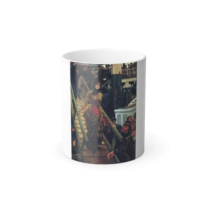 James Jacques Joseph Tissot (1836-1902) The Embarkation at Calais (also called The Traveller) -  Oil on -0 - Color Changing Mug 11oz 11oz - Go Mug Yourself