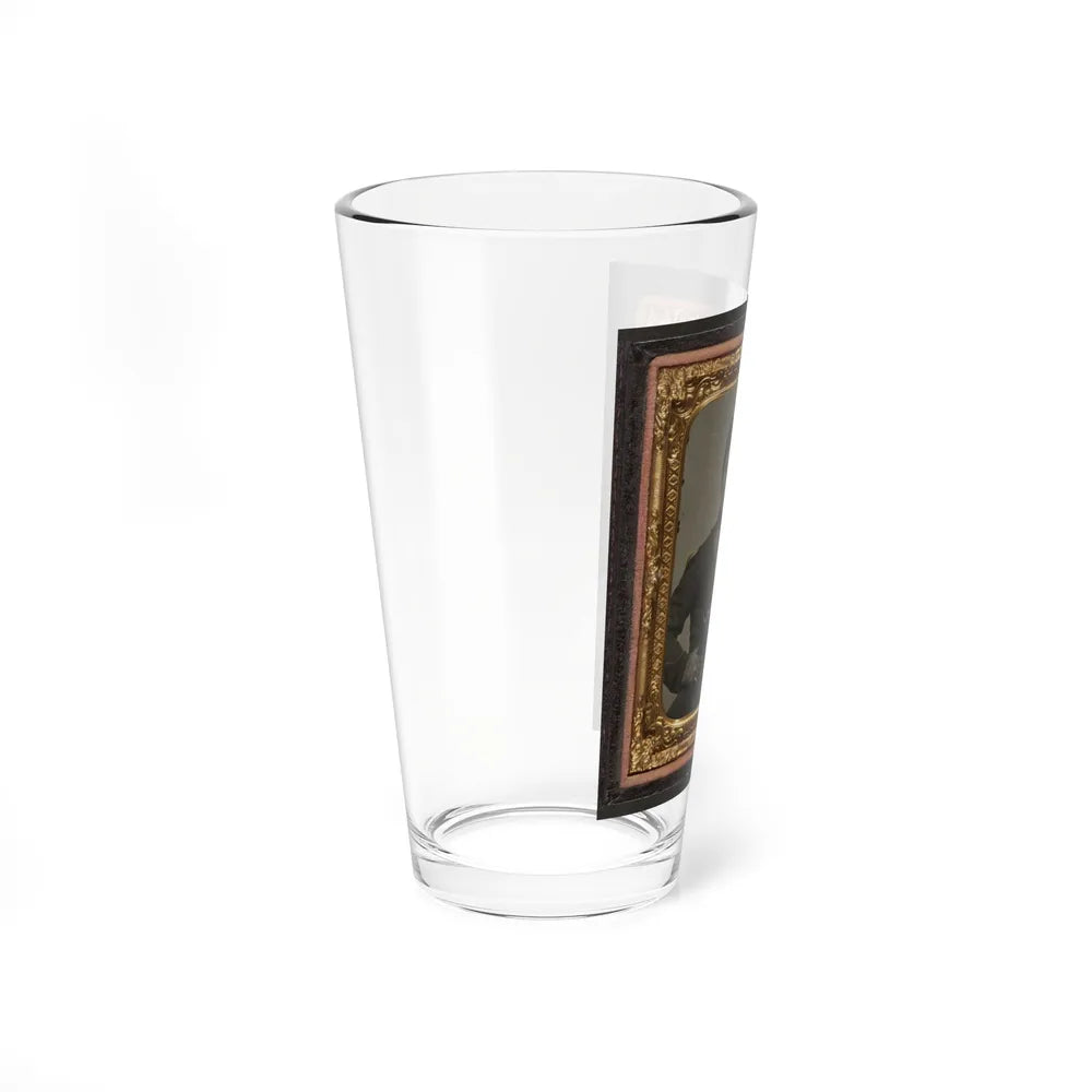 James Mcgrail In Union Uniform With Shoulder Scales And Eagle Breast Plate Sitting With A Musket And Bayonet In Scabbard (U.S. Civil War) Pint Glass 16oz-Go Mug Yourself