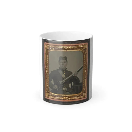 James Mcgrail in Union Uniform With Shoulder Scales and Eagle Breast Plate Sitting With a Musket and Bayonet in Scabbard (U.S. Civil War) Color Changing Coffee Mug 11oz Default Title 11oz - Go Mug Yourself