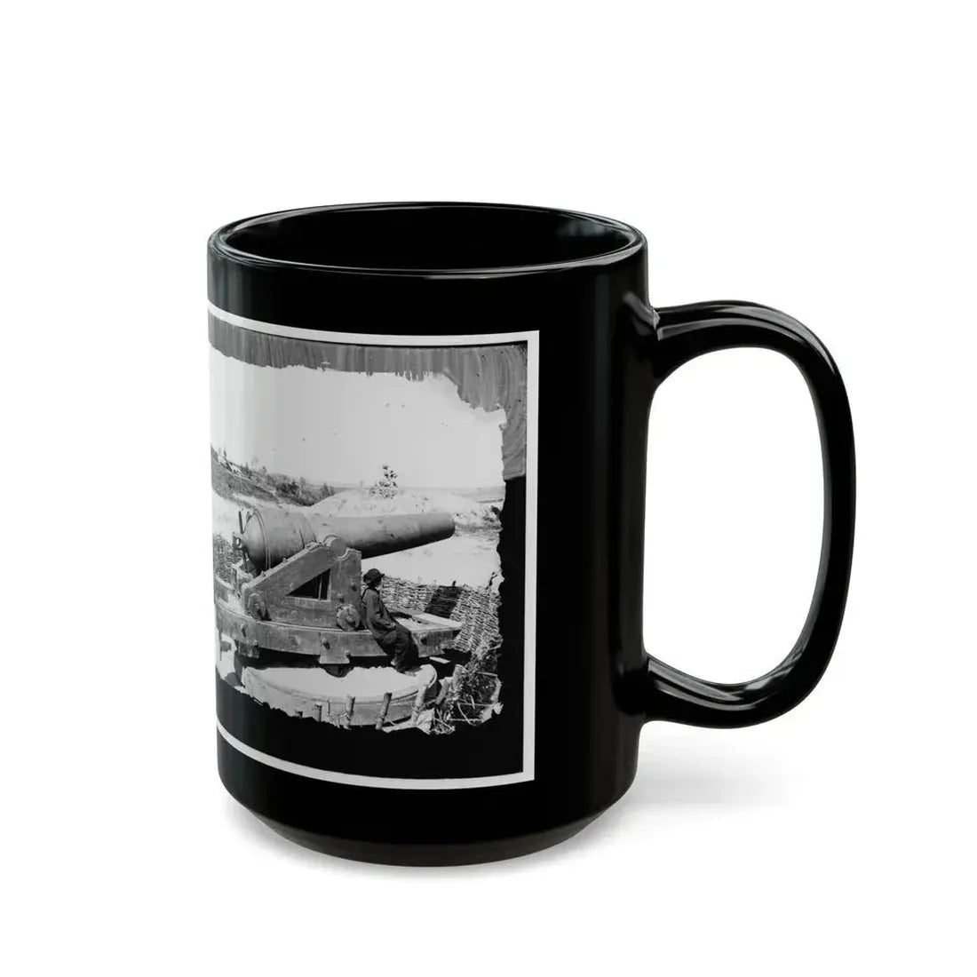 James River, Va. Another Confederate Gun Emplacement At Howlett House, Trent's Reach 001 (U.S. Civil War) Black Coffee Mug - Go Mug Yourself