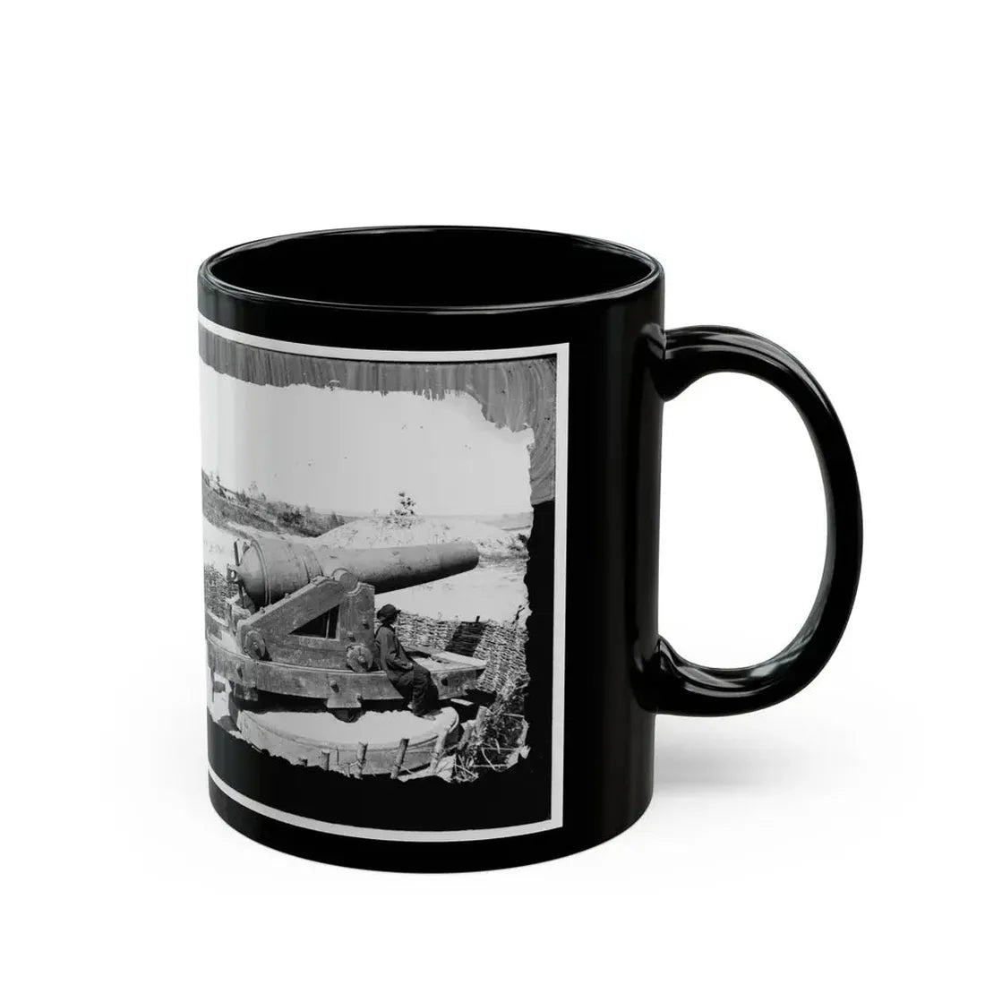 James River, Va. Another Confederate Gun Emplacement At Howlett House, Trent's Reach 001 (U.S. Civil War) Black Coffee Mug - Go Mug Yourself