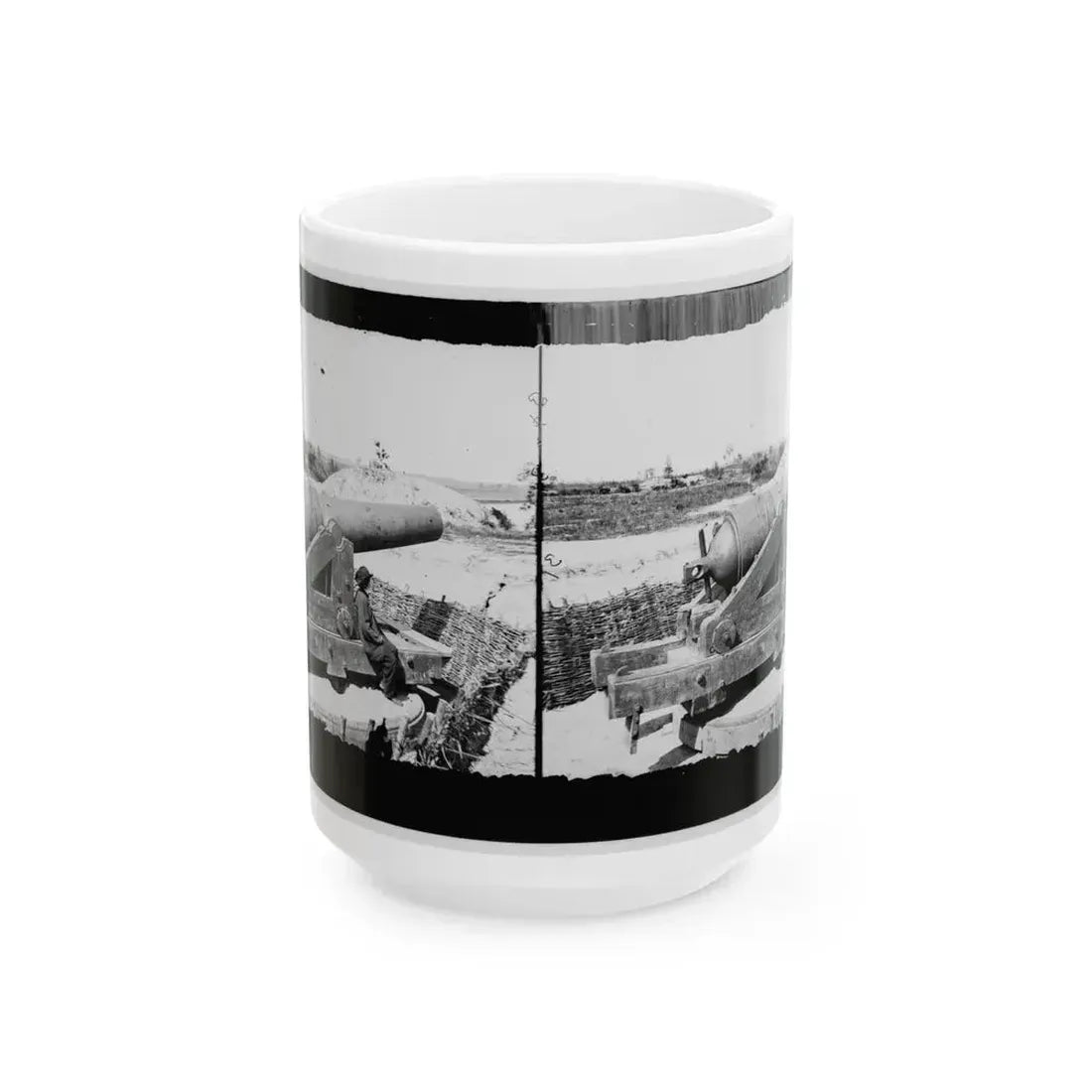 James River, Va. Another Confederate Gun Emplacement At Howlett House, Trent's Reach 001 (U.S. Civil War) White Coffee Mug 15oz - Go Mug Yourself