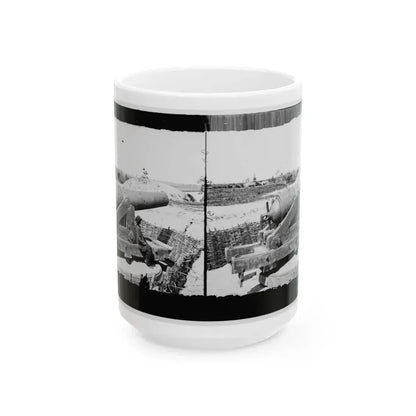 James River, Va. Another Confederate Gun Emplacement At Howlett House, Trent's Reach 001 (U.S. Civil War) White Coffee Mug 15oz - Go Mug Yourself