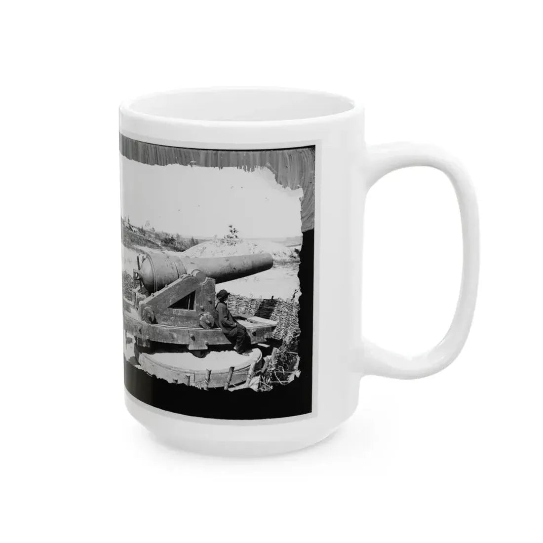 James River, Va. Another Confederate Gun Emplacement At Howlett House, Trent's Reach 001 (U.S. Civil War) White Coffee Mug - Go Mug Yourself