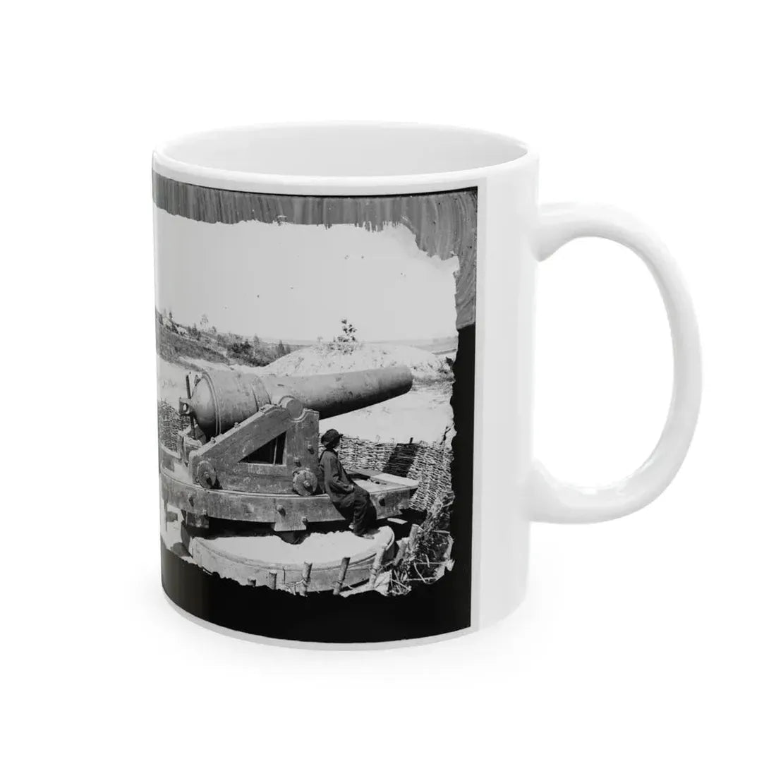 James River, Va. Another Confederate Gun Emplacement At Howlett House, Trent's Reach 001 (U.S. Civil War) White Coffee Mug - Go Mug Yourself