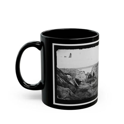 James River, Va. Confederate Gun Emplacement At Howlett House, Trent's Reach (U.S. Civil War) Black Coffee Mug - Go Mug Yourself