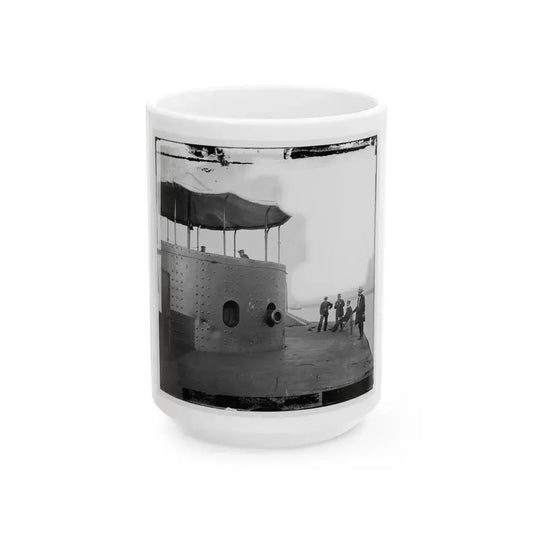 James River, Va. Deck And Turret Of U.S.S. Monitor Seen From The Bow (I.E. Stern) (U.S. Civil War) White Coffee Mug 15oz - Go Mug Yourself