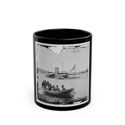 James River, Va. Monitor U.S.S. Onondaga; Soldiers In Rowboat In Foreground (U.S. Civil War) Black Coffee Mug 11oz - Go Mug Yourself