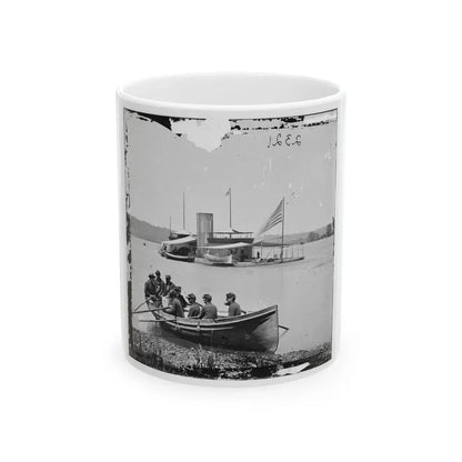 James River, Va. Monitor U.S.S. Onondaga; Soldiers In Rowboat In Foreground (U.S. Civil War) White Coffee Mug 11oz - Go Mug Yourself