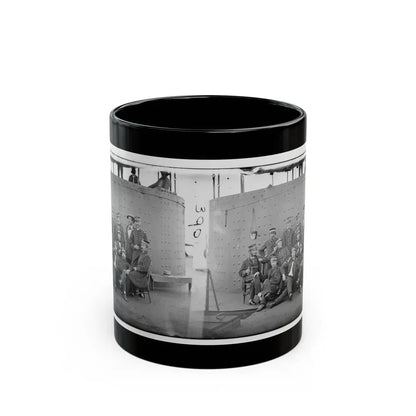 James River, Va. Officers Of The U.S.S. Monitor Grouped By The Turret (U.S. Civil War) Black Coffee Mug 11oz - Go Mug Yourself