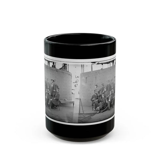 James River, Va. Officers Of The U.S.S. Monitor Grouped By The Turret (U.S. Civil War) Black Coffee Mug 15oz - Go Mug Yourself