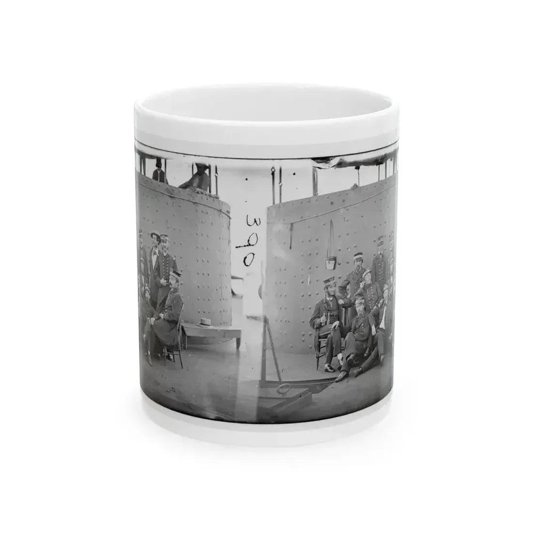 James River, Va. Officers Of The U.S.S. Monitor Grouped By The Turret (U.S. Civil War) White Coffee Mug 11oz - Go Mug Yourself