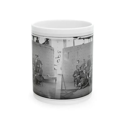 James River, Va. Officers Of The U.S.S. Monitor Grouped By The Turret (U.S. Civil War) White Coffee Mug 11oz - Go Mug Yourself
