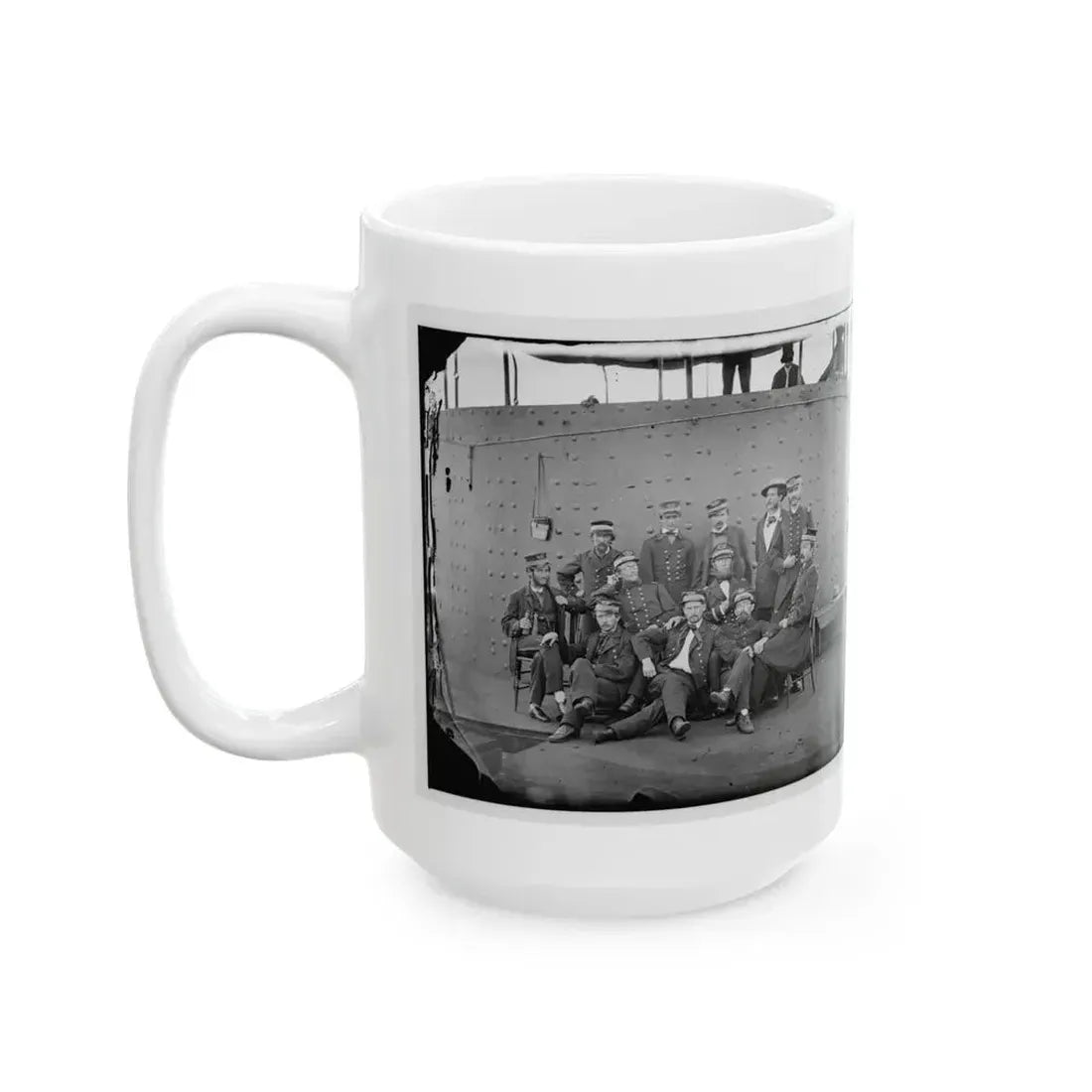 James River, Va. Officers Of The U.S.S. Monitor Grouped By The Turret (U.S. Civil War) White Coffee Mug - Go Mug Yourself