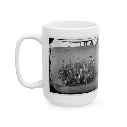 James River, Va. Officers Of The U.S.S. Monitor Grouped By The Turret (U.S. Civil War) White Coffee Mug - Go Mug Yourself