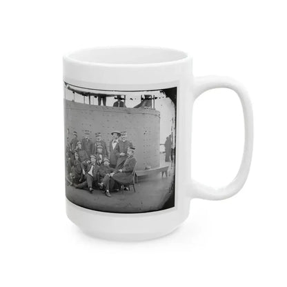James River, Va. Officers Of The U.S.S. Monitor Grouped By The Turret (U.S. Civil War) White Coffee Mug - Go Mug Yourself