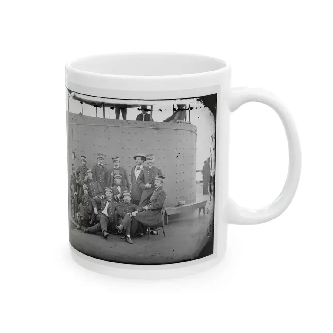 James River, Va. Officers Of The U.S.S. Monitor Grouped By The Turret (U.S. Civil War) White Coffee Mug - Go Mug Yourself