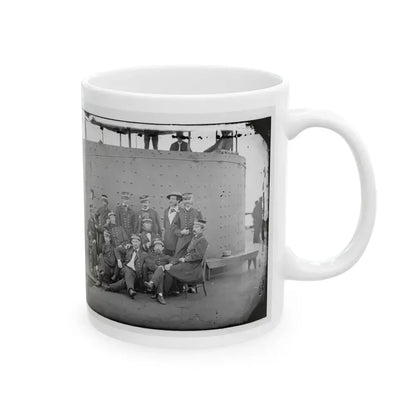 James River, Va. Officers Of The U.S.S. Monitor Grouped By The Turret (U.S. Civil War) White Coffee Mug - Go Mug Yourself