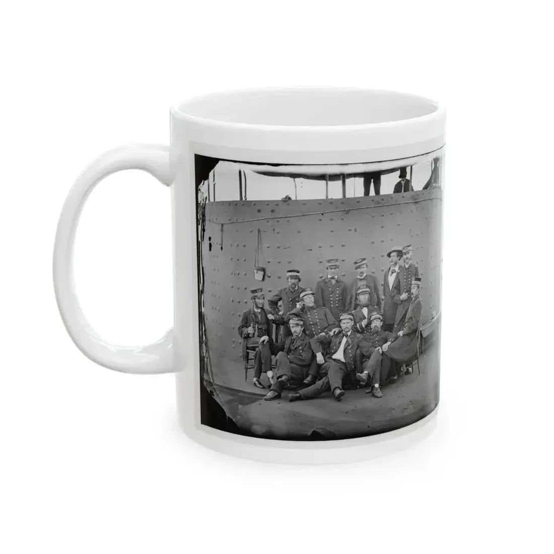 James River, Va. Officers Of The U.S.S. Monitor Grouped By The Turret (U.S. Civil War) White Coffee Mug - Go Mug Yourself