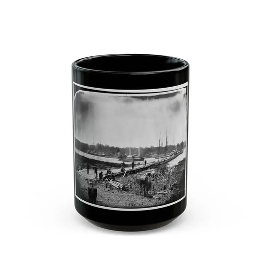 James River, Va. Pontoon Bridge (U.S. Civil War) Black Coffee Mug 15oz - Go Mug Yourself