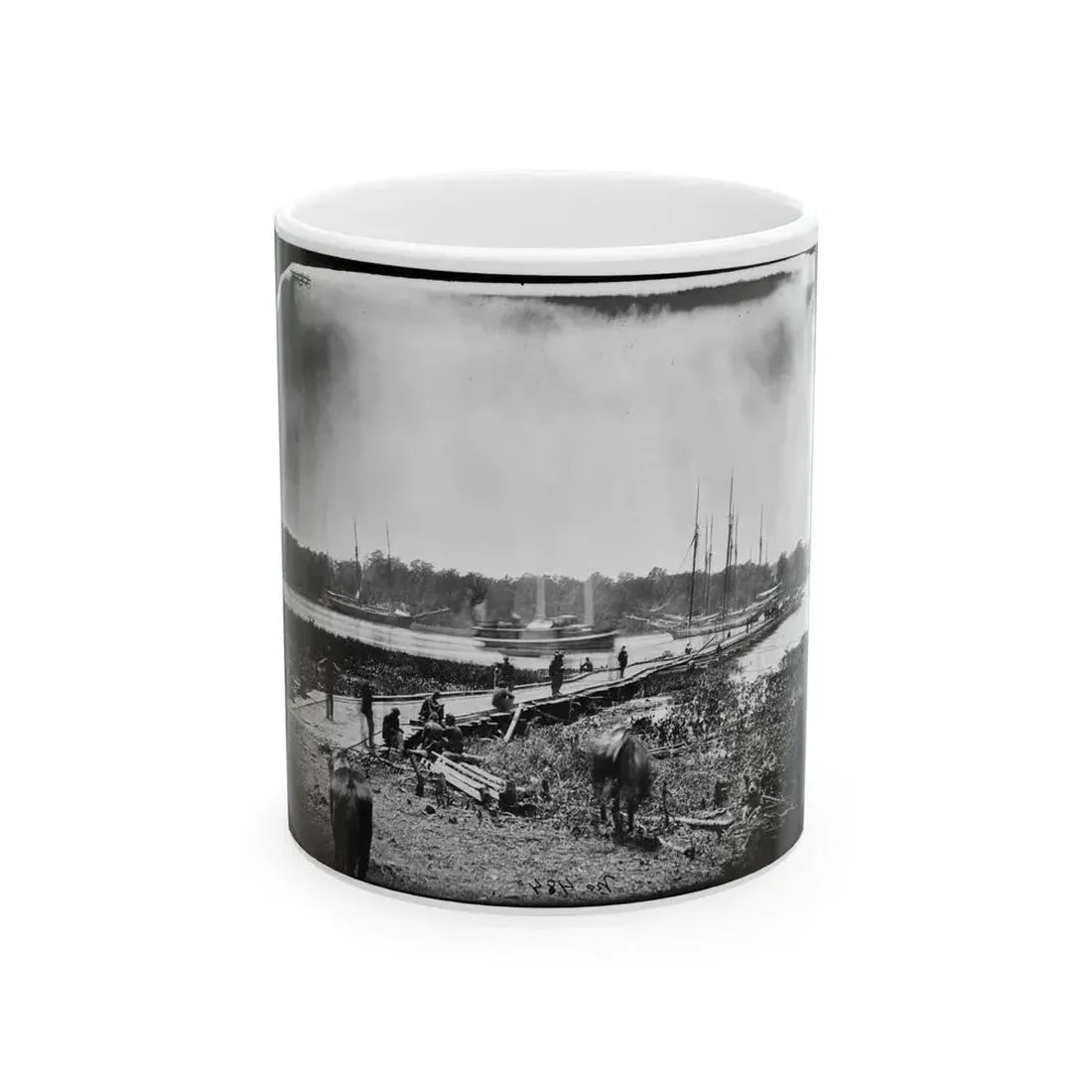 James River, Va. Pontoon Bridge (U.S. Civil War) White Coffee Mug 11oz - Go Mug Yourself