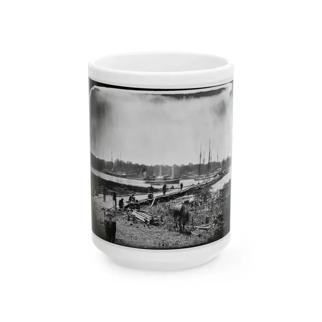 James River, Va. Pontoon Bridge (U.S. Civil War) White Coffee Mug 15oz - Go Mug Yourself