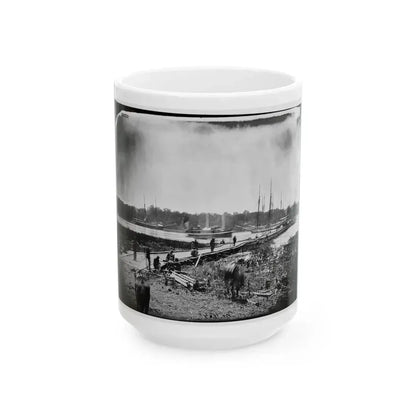 James River, Va. Pontoon Bridge (U.S. Civil War) White Coffee Mug 15oz - Go Mug Yourself