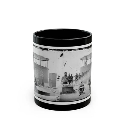 James River, Va. Sailors On Deck Of U.S.S. Monitor; Cookstove At Left (U.S. Civil War) Black Coffee Mug 11oz - Go Mug Yourself