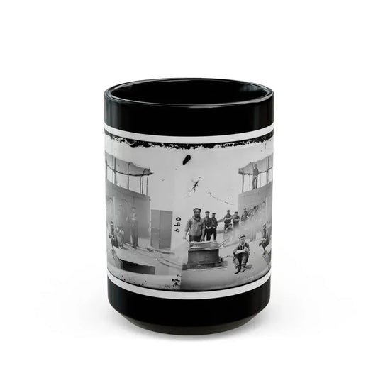 James River, Va. Sailors On Deck Of U.S.S. Monitor; Cookstove At Left (U.S. Civil War) Black Coffee Mug 15oz - Go Mug Yourself
