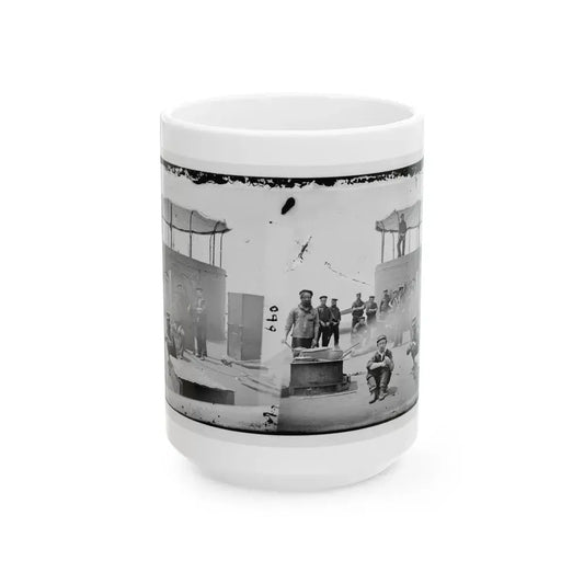 James River, Va. Sailors On Deck Of U.S.S. Monitor; Cookstove At Left (U.S. Civil War) White Coffee Mug 15oz - Go Mug Yourself
