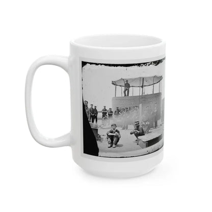James River, Va. Sailors On Deck Of U.S.S. Monitor; Cookstove At Left (U.S. Civil War) White Coffee Mug - Go Mug Yourself