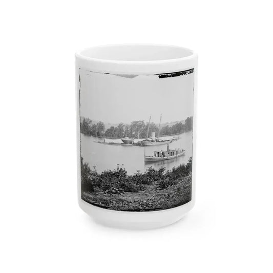 James River, Va. U.S.S. Monitor Canonicus Taking On Coal From A Schooner (U.S. Civil War) White Coffee Mug 15oz - Go Mug Yourself