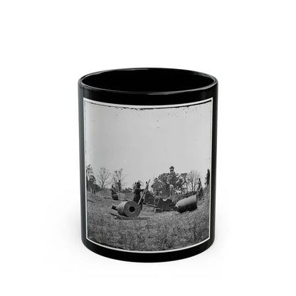 James River, Va. Work Party And Mortars At  Butler's Crow's Nest (U.S. Civil War) Black Coffee Mug 11oz - Go Mug Yourself