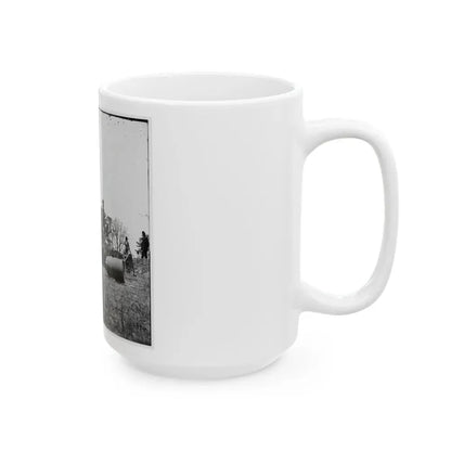 James River, Va. Work Party And Mortars At  Butler's Crow's Nest (U.S. Civil War) White Coffee Mug - Go Mug Yourself
