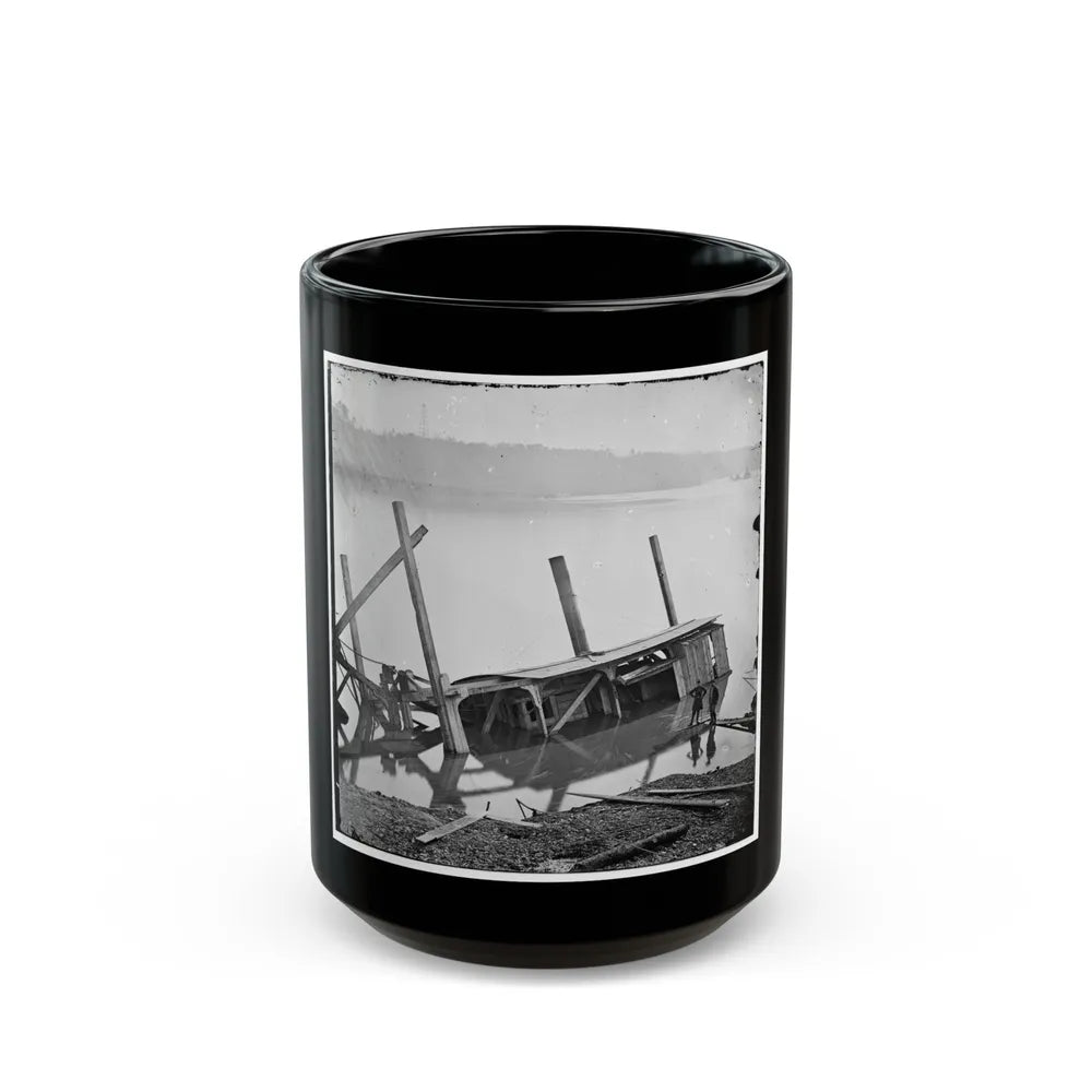 James River, Va. Butler's Dredge-Boat, Sunk By A Confederate Shell On Thanksgiving Day, 1864 (U.S. Civil War) Black Coffee Mug-15oz-Go Mug Yourself