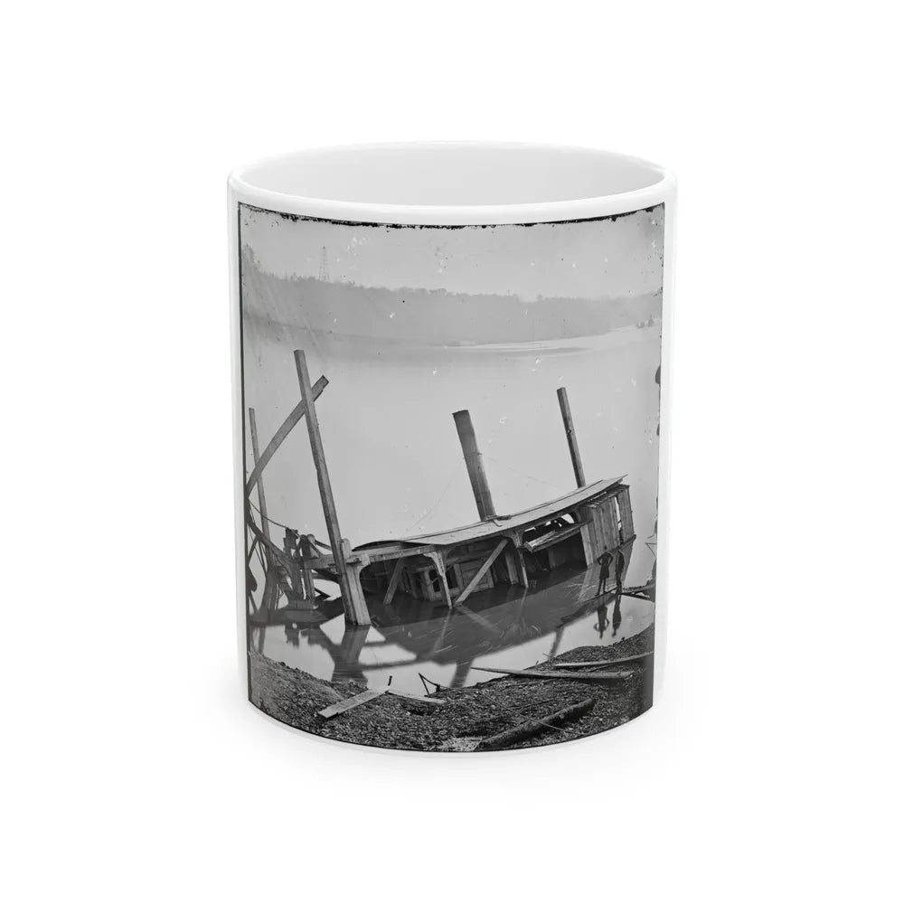 James River, Va. Butler's Dredge-Boat, Sunk By A Confederate Shell On Thanksgiving Day, 1864 (U.S. Civil War) White Coffee Mug-11oz-Go Mug Yourself