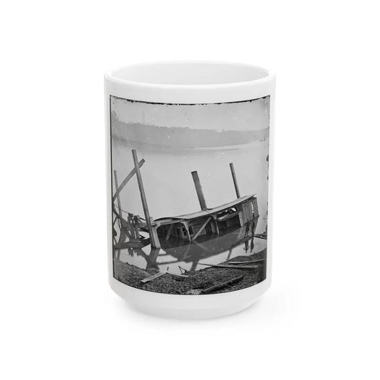 James River, Va. Butler's Dredge-Boat, Sunk By A Confederate Shell On Thanksgiving Day, 1864 (U.S. Civil War) White Coffee Mug-15oz-Go Mug Yourself