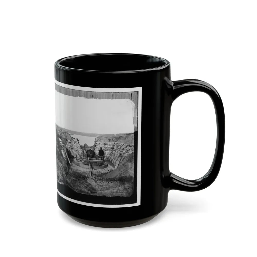 James River, Va. Confederate Gun Emplacement At Howlett House, Trent's Reach (U.S. Civil War) Black Coffee Mug-Go Mug Yourself