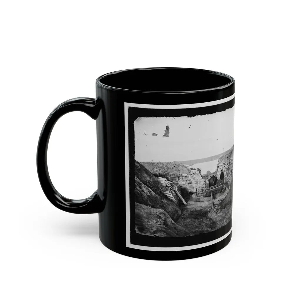 James River, Va. Confederate Gun Emplacement At Howlett House, Trent's Reach (U.S. Civil War) Black Coffee Mug-Go Mug Yourself