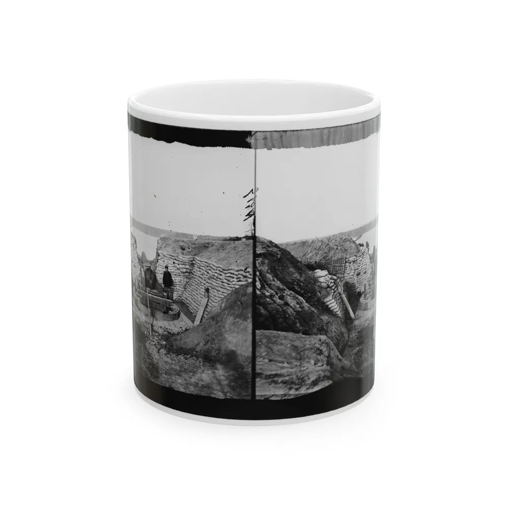 James River, Va. Confederate Gun Emplacement At Howlett House, Trent's Reach (U.S. Civil War) White Coffee Mug-11oz-Go Mug Yourself