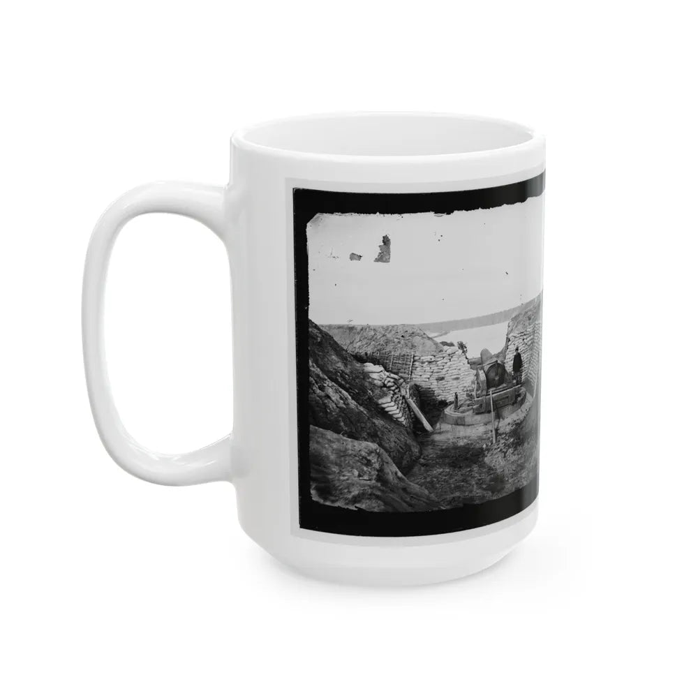 James River, Va. Confederate Gun Emplacement At Howlett House, Trent's Reach (U.S. Civil War) White Coffee Mug-Go Mug Yourself