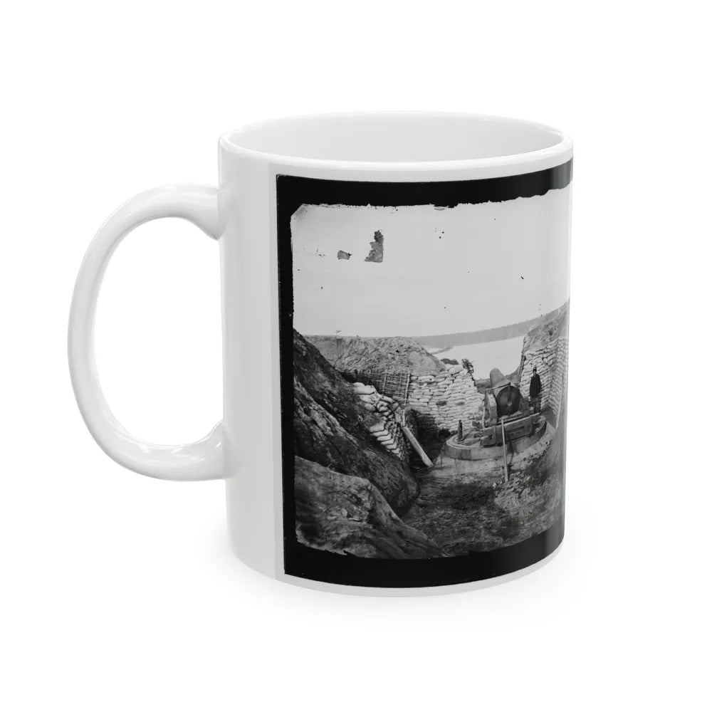 James River, Va. Confederate Gun Emplacement At Howlett House, Trent's Reach (U.S. Civil War) White Coffee Mug-Go Mug Yourself