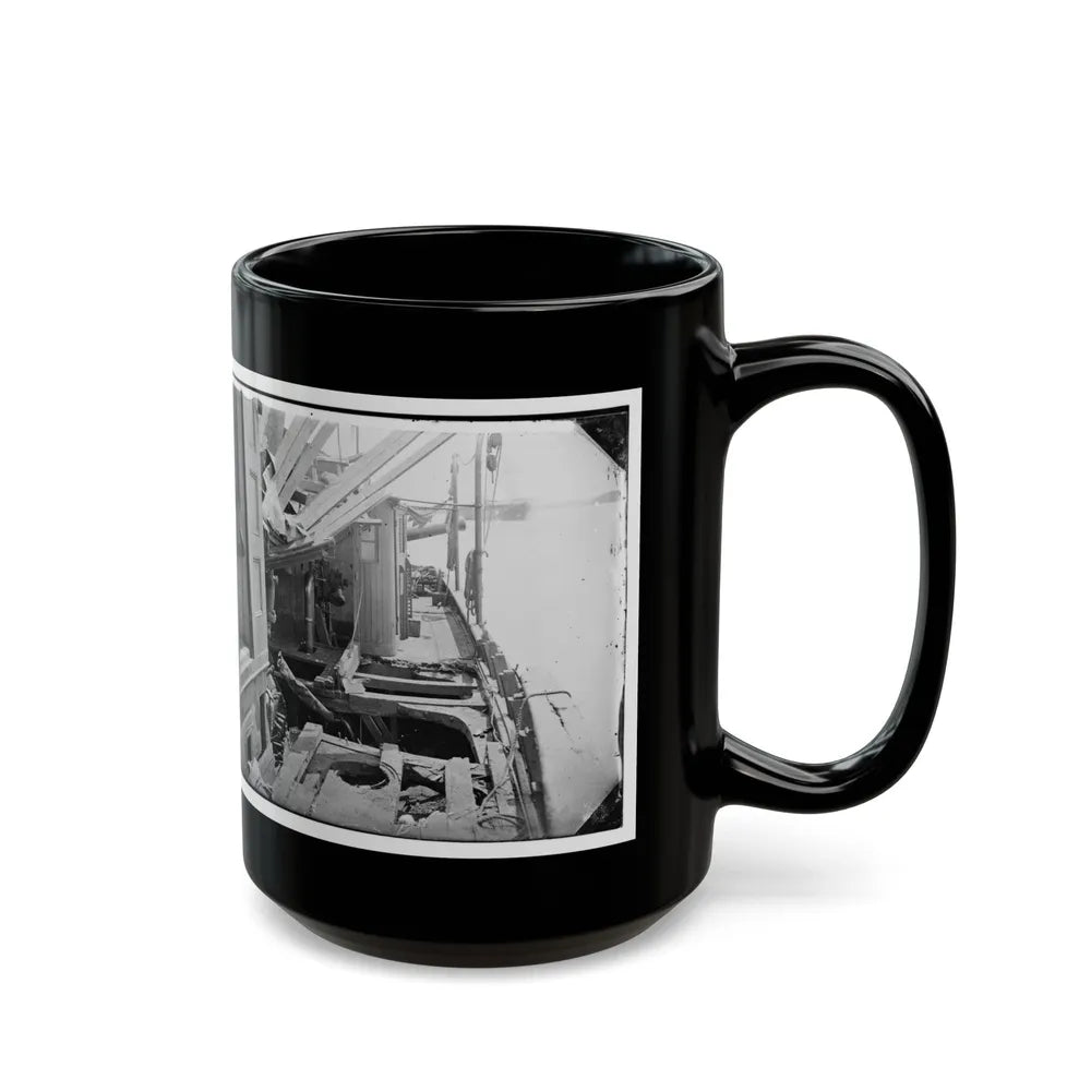 James River, Va. Deck Of Confederate Gunboat Teaser, Captured By U.S.S. Maratanza, Showing Damage From Shell Fire (U.S. Civil War) Black Coffee Mug-Go Mug Yourself