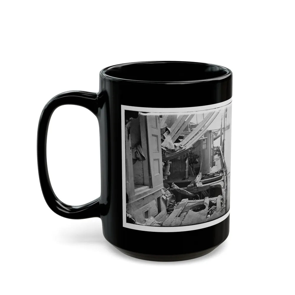 James River, Va. Deck Of Confederate Gunboat Teaser, Captured By U.S.S. Maratanza, Showing Damage From Shell Fire (U.S. Civil War) Black Coffee Mug-Go Mug Yourself